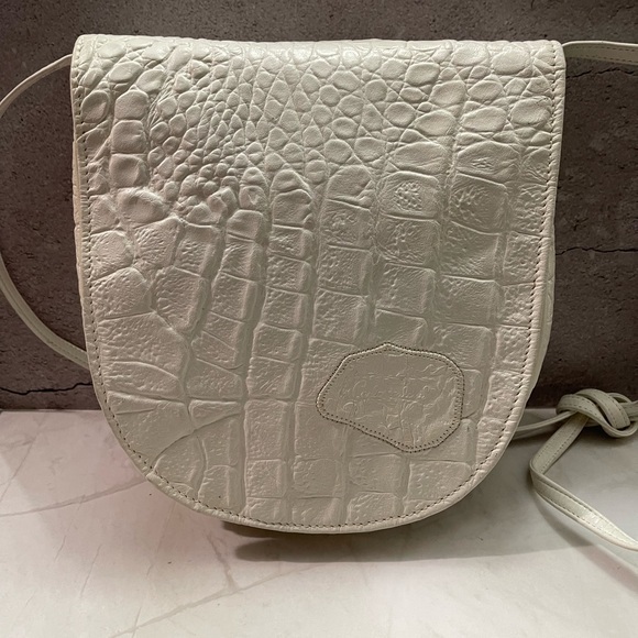 Carlos Falchi Handbags - Vintage Carlos Falchi White Ivory Croc Embossed Leather Crossbody Bag
